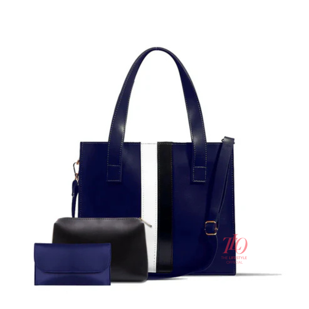 Allure 3 Pcs Blue Tote Bag