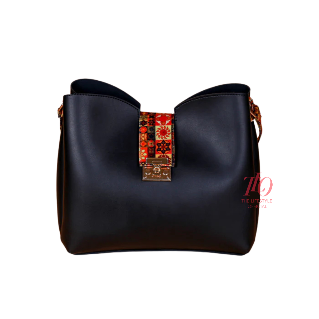 Majestic 2 Pcs Black Shoulder Bag