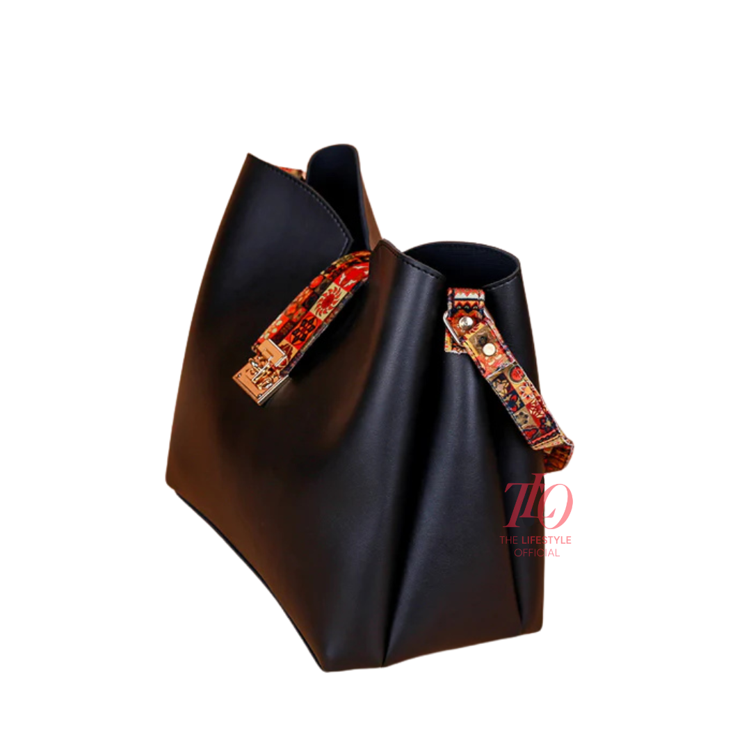 Majestic 2 Pcs Black Shoulder Bag