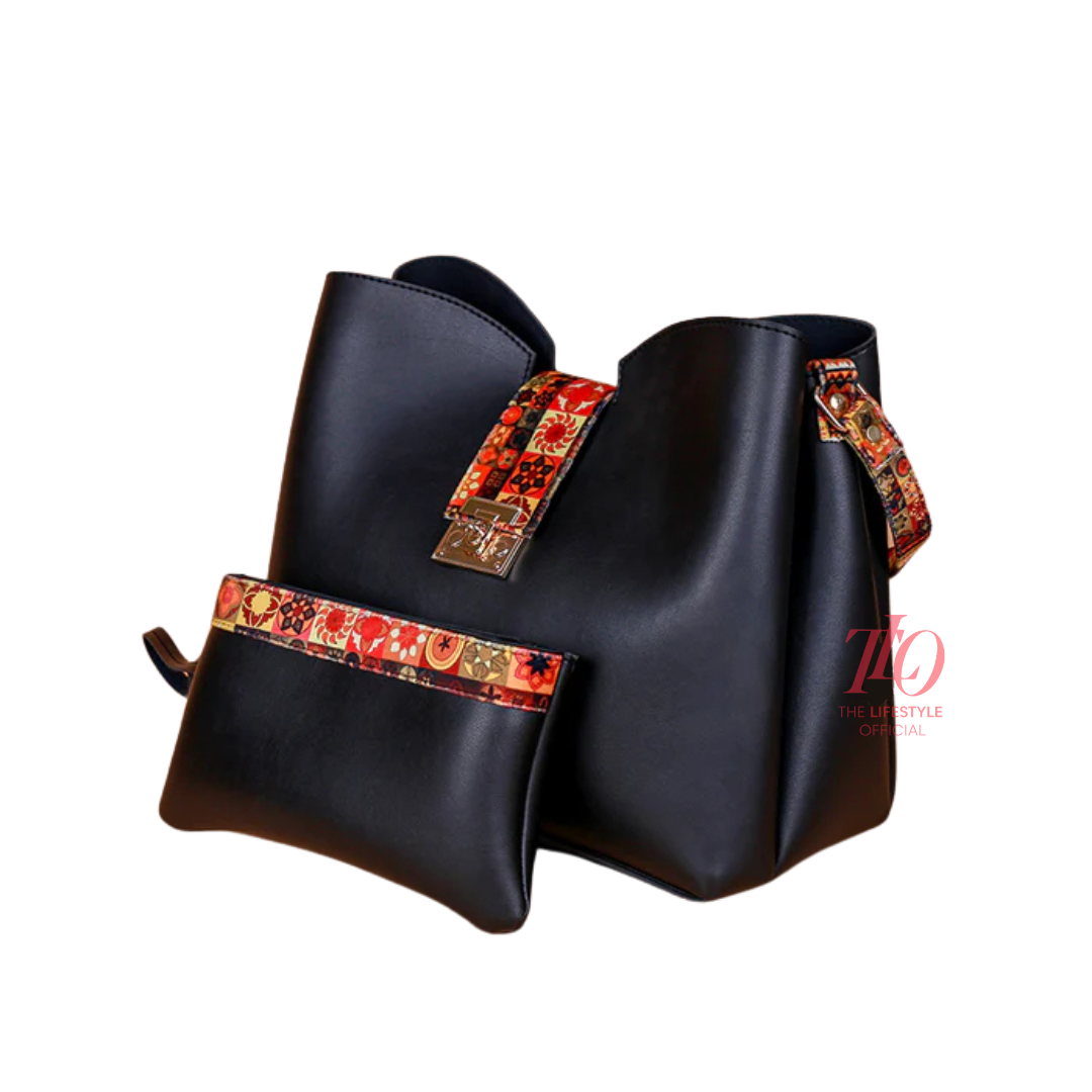 Majestic 2 Pcs Black Shoulder Bag