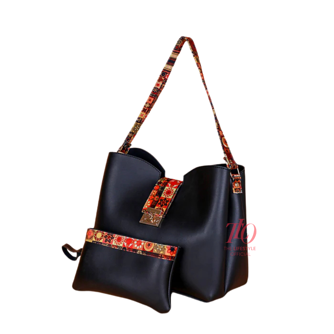 Majestic 2 Pcs Black Shoulder Bag