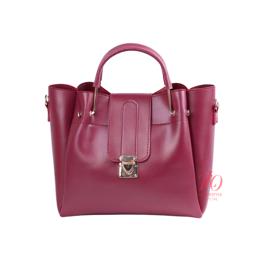 Luxury Maroon 3 Pcs Handbag