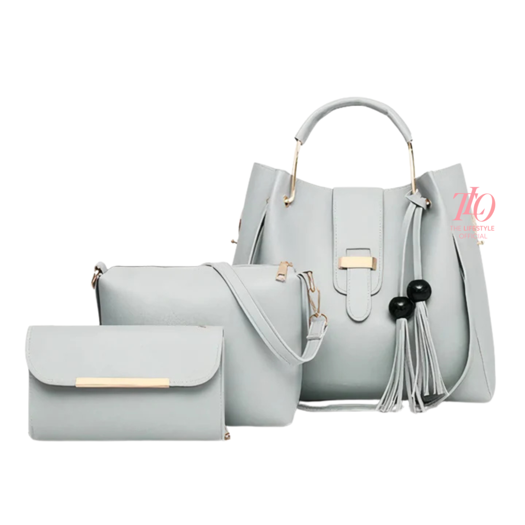 Elegance Trio Grey Handbag