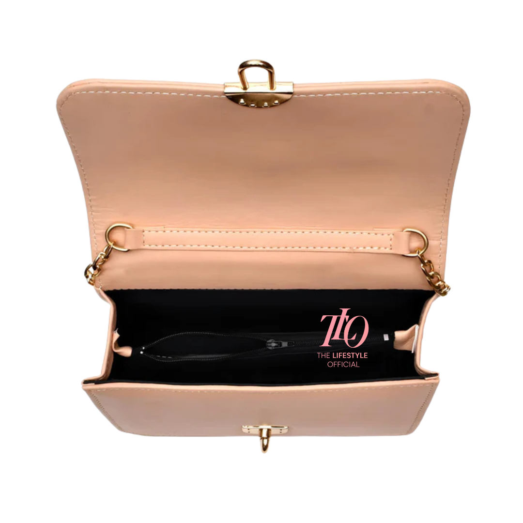 Modern Grid Peach Purse