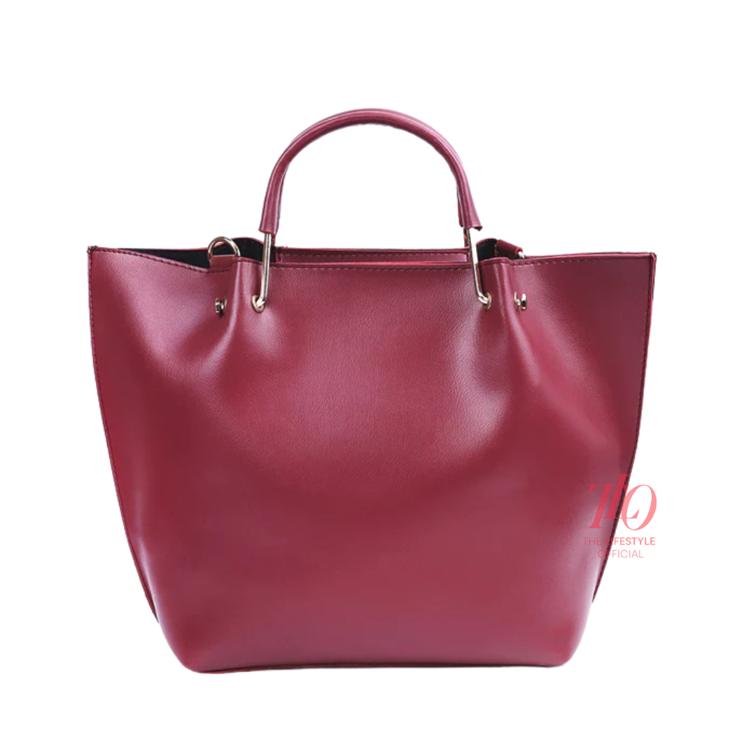 Iconic Maroon 2 Pcs Handbag