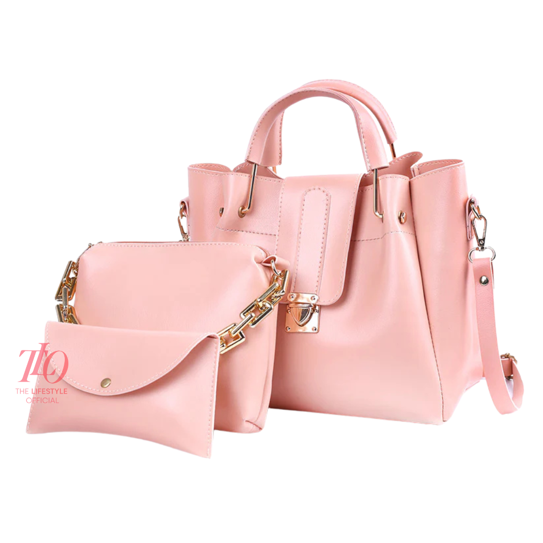 Luxury T-Pink 3 Pcs Handbag
