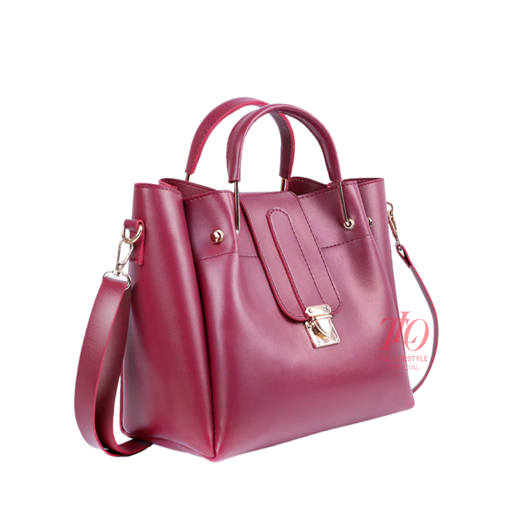 Luxury Maroon 3 Pcs Handbag