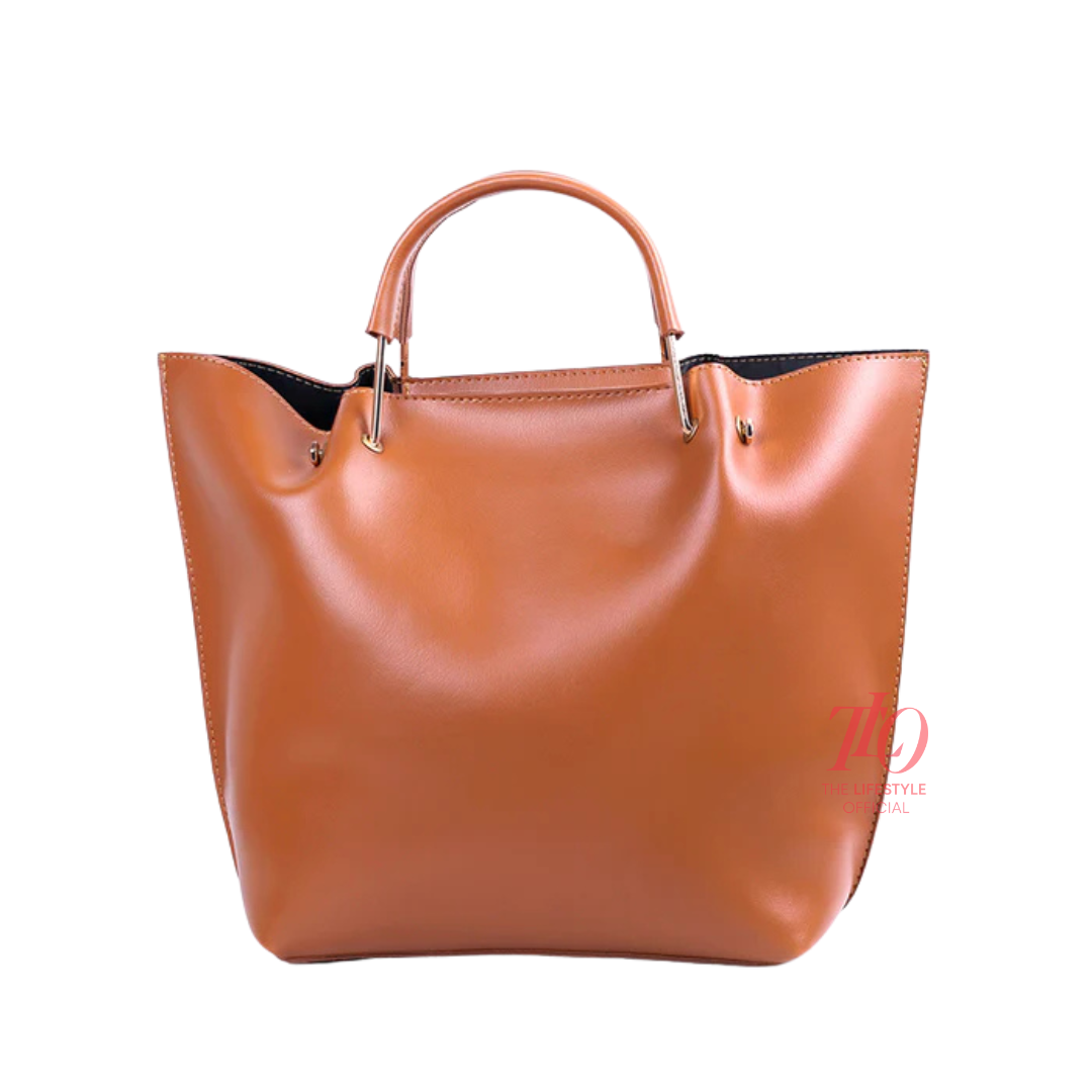 Iconic Brown 2 Pcs Handbag