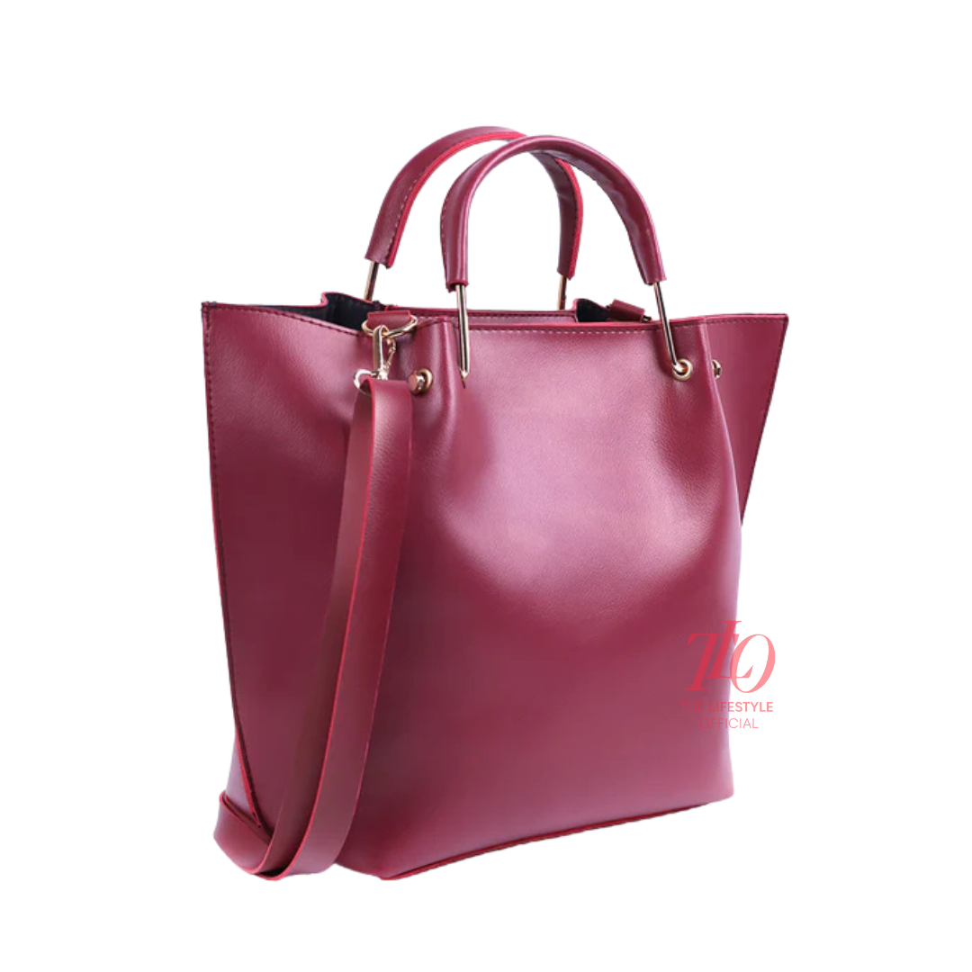 Iconic Maroon 2 Pcs Handbag