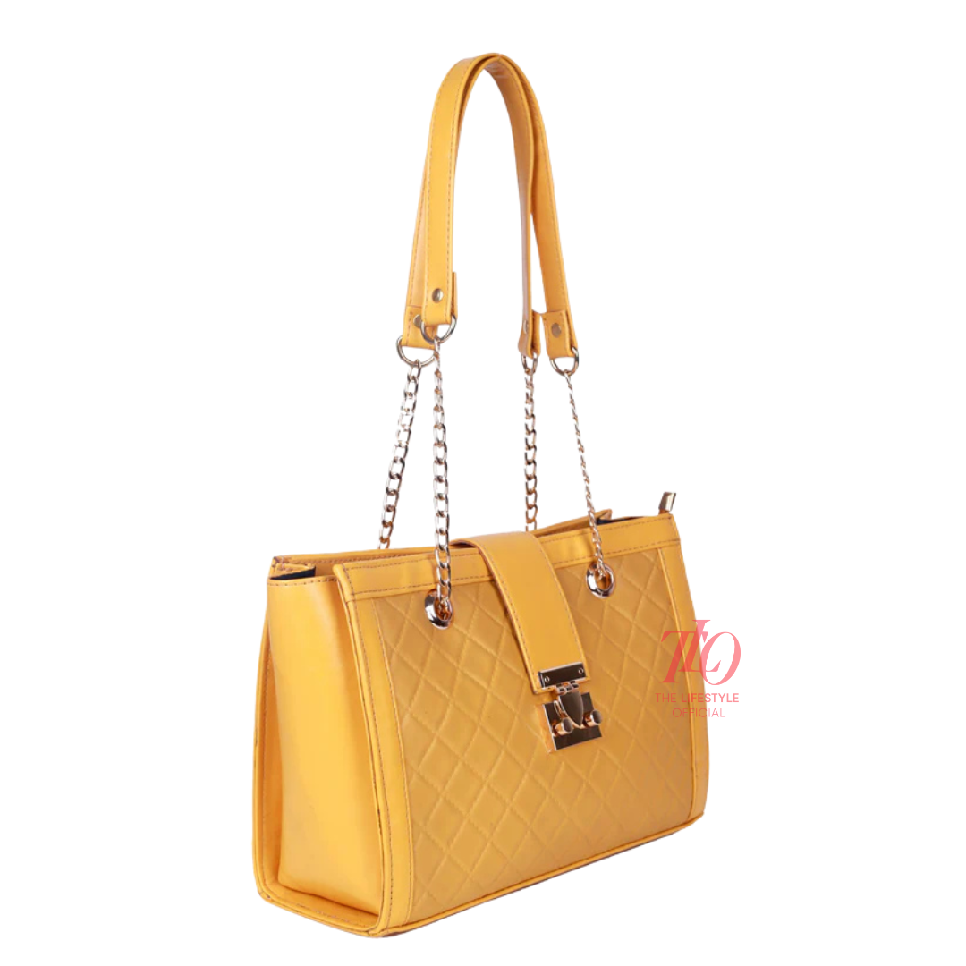 Regal Yellow Chain Tote Bag