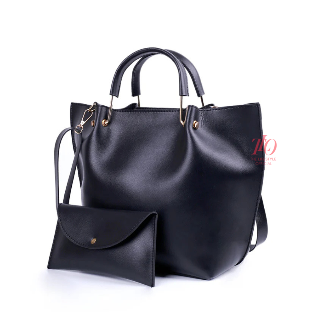 Iconic Black 2 Pcs Handbag