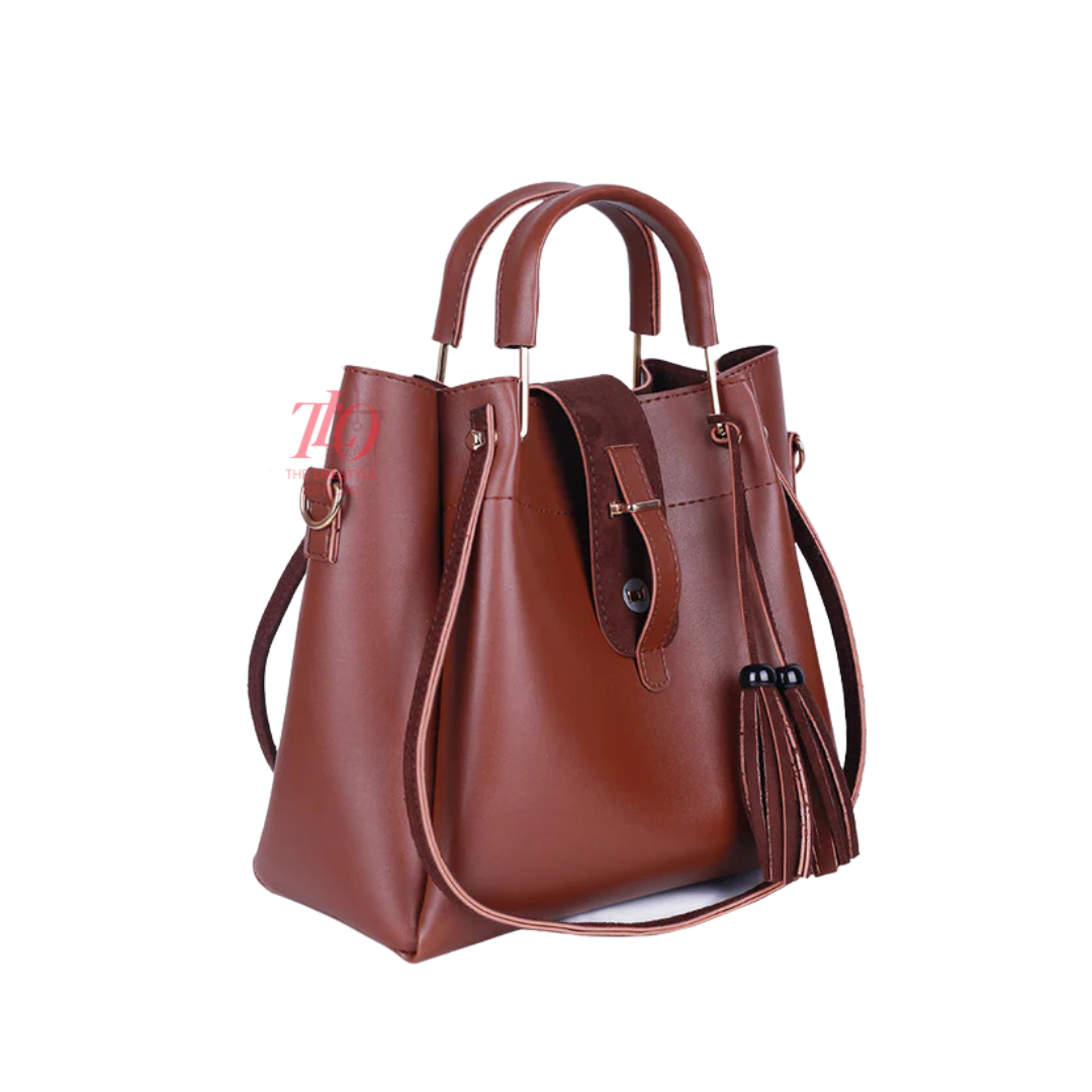 Elegance Trio Brown Handbag