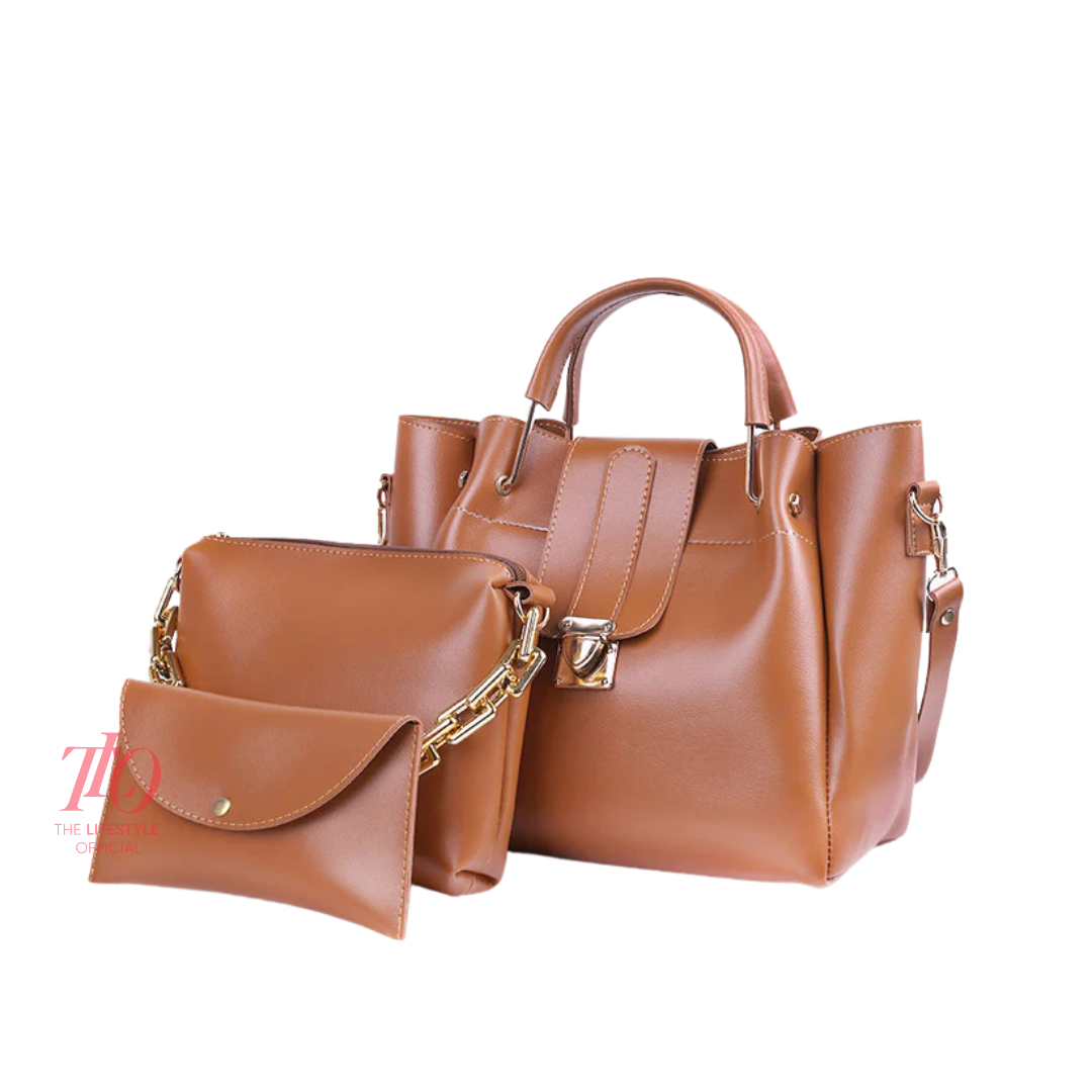 Luxury Brown 3 Pcs Handbag