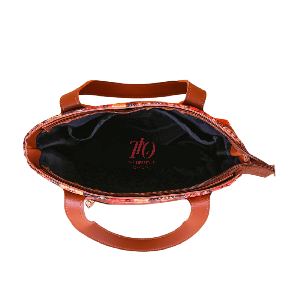 Ethnic Print Brown Shoulder Bag