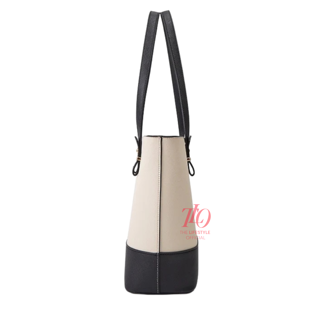 Charm White and Brown 3 Piece Handbag