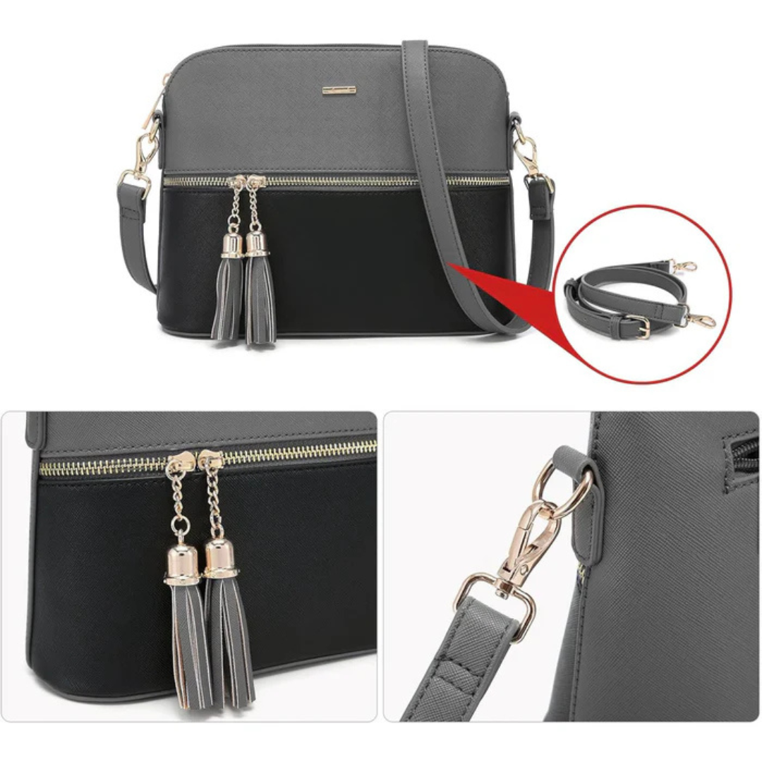 Charm Grey and Black 3 Piece Handbag