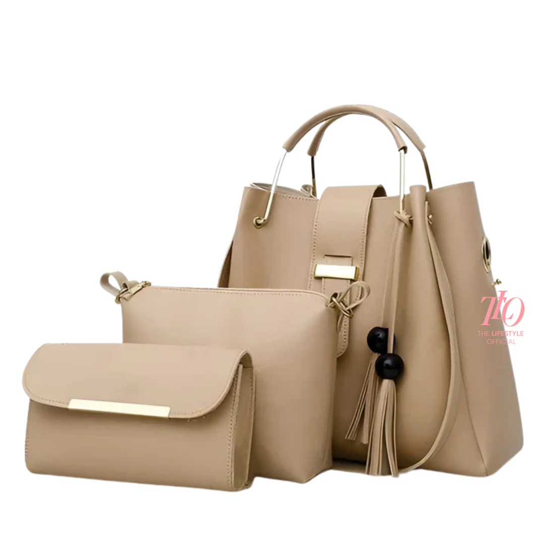 Elegance Trio Beige Handbag