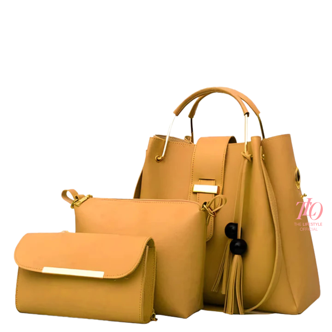 Elegance Trio Mustard Handbag