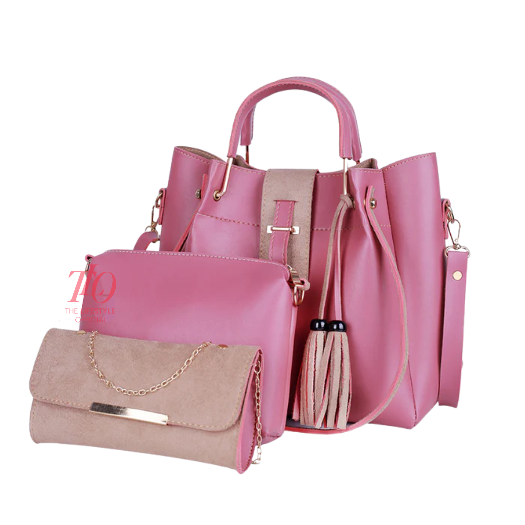 Elegance Trio Pink Handbag