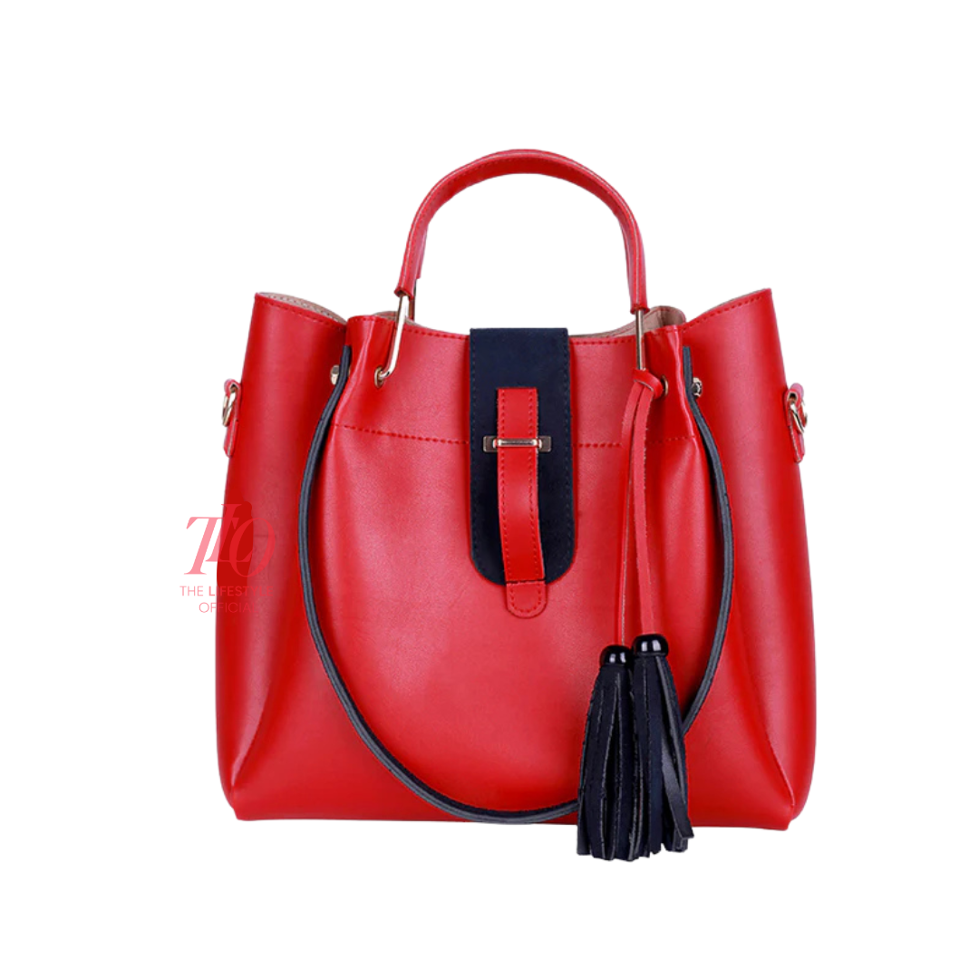 Elegance Trio Red Handbag