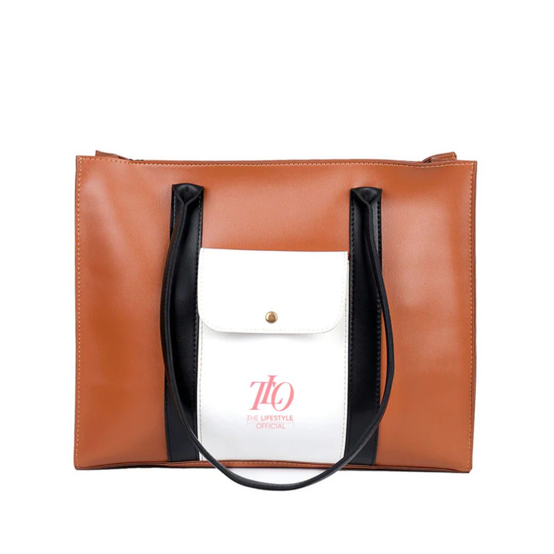 Versatile 3 Pcs Brown and White Shoulder Bag