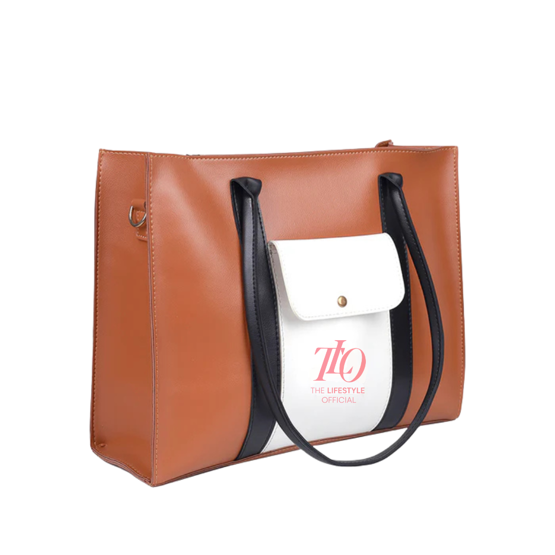 Versatile 3 Pcs Brown and White Shoulder Bag