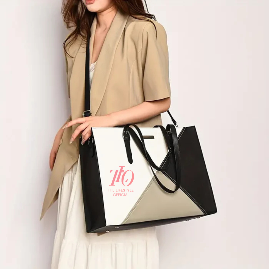 Tri-Tone Contrast Tote Bag