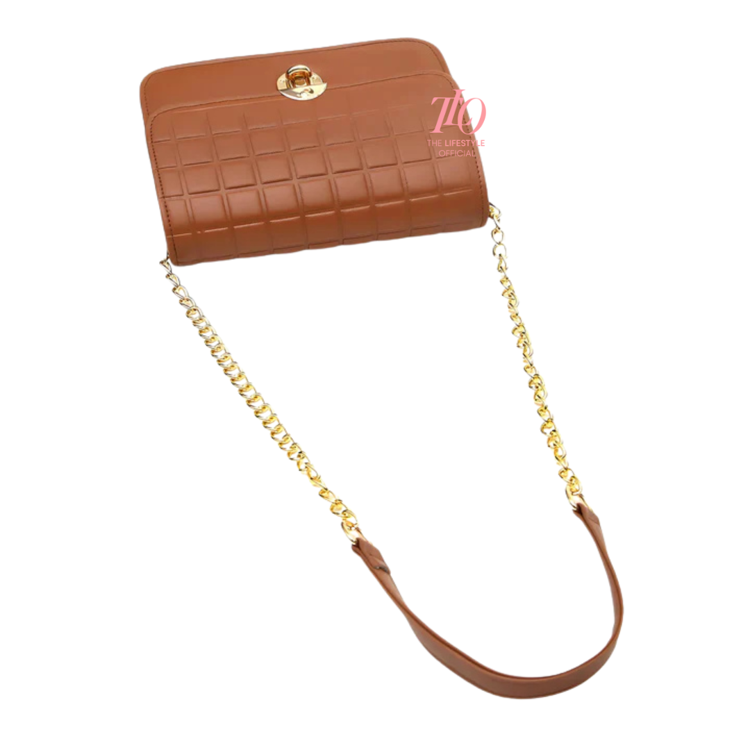 Modern Grid Brown Purse