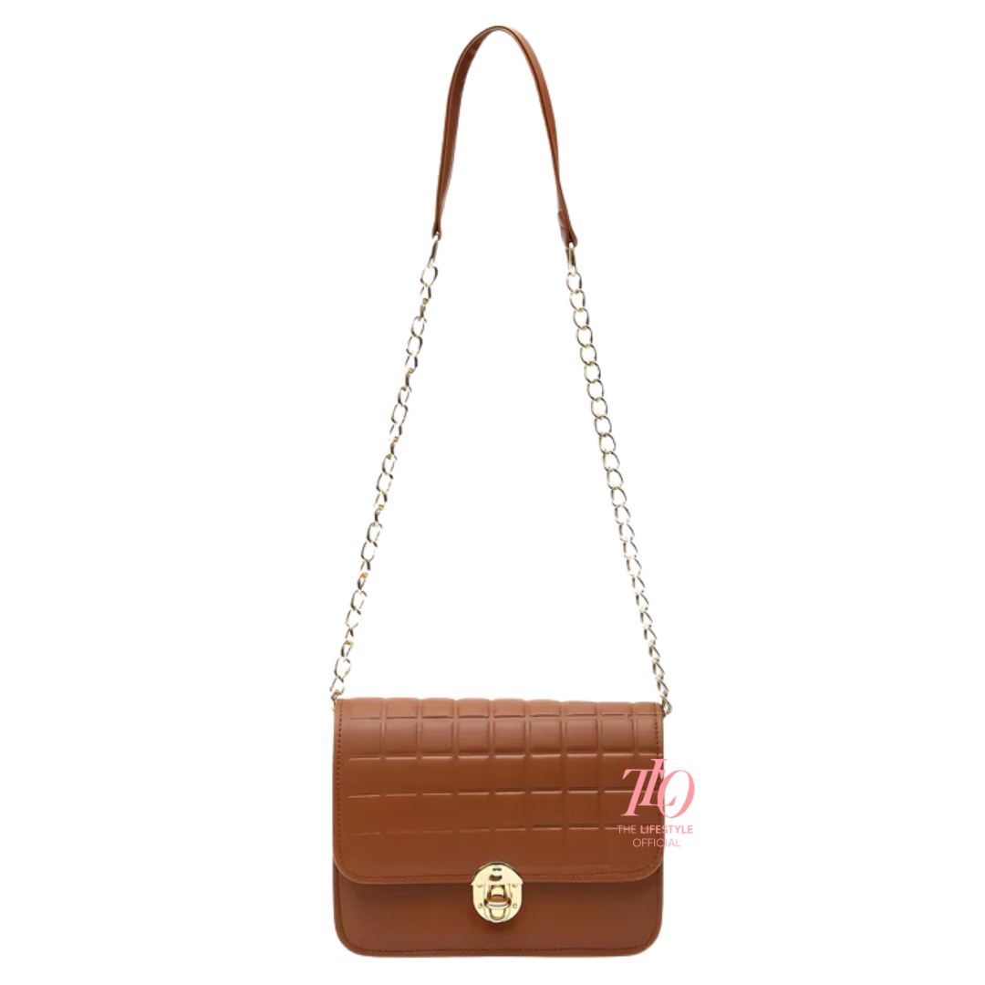 Modern Grid Brown Purse
