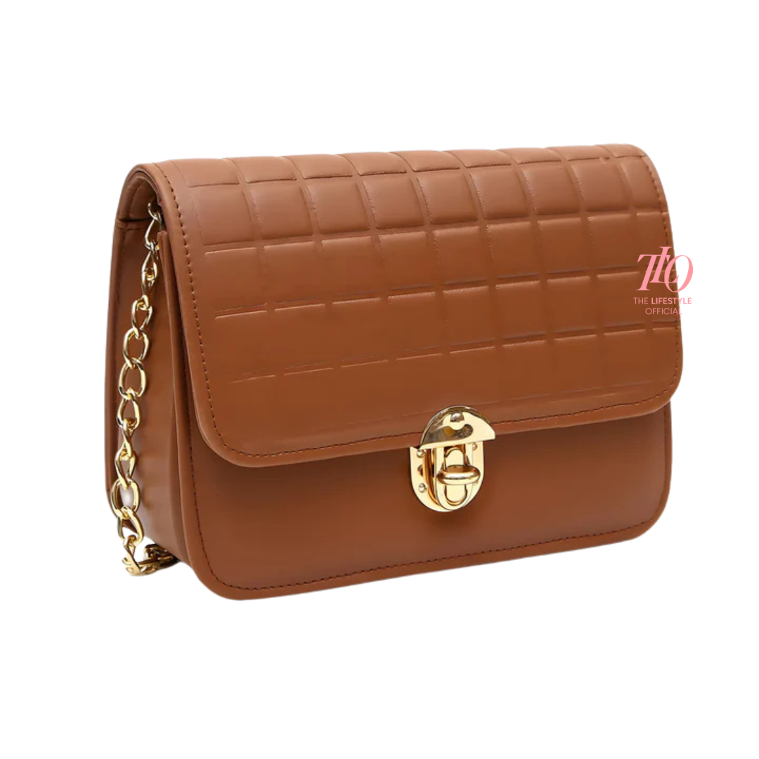 Modern Grid Brown Purse