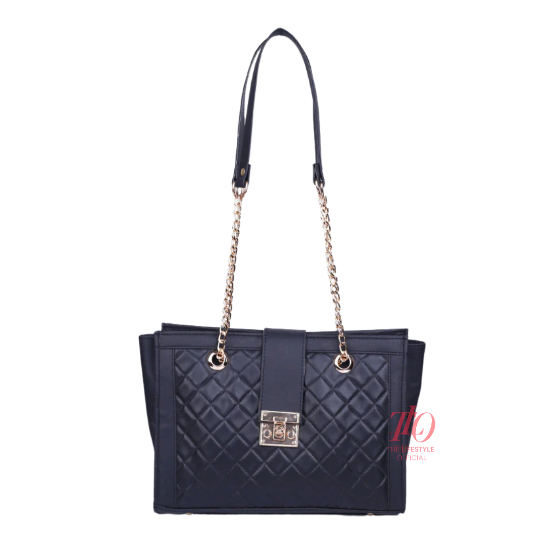Regal Black Chain Tote Bag