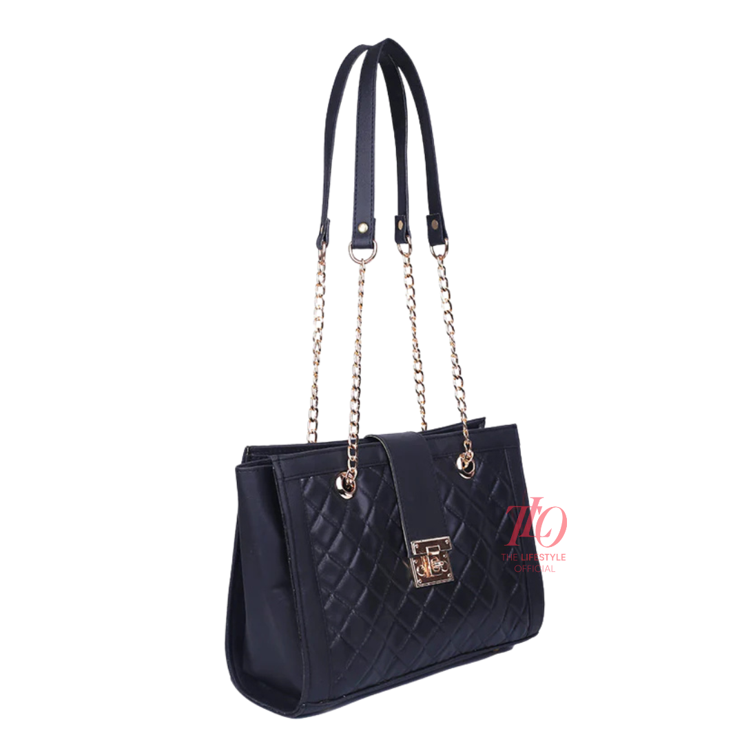 Regal Black Chain Tote Bag