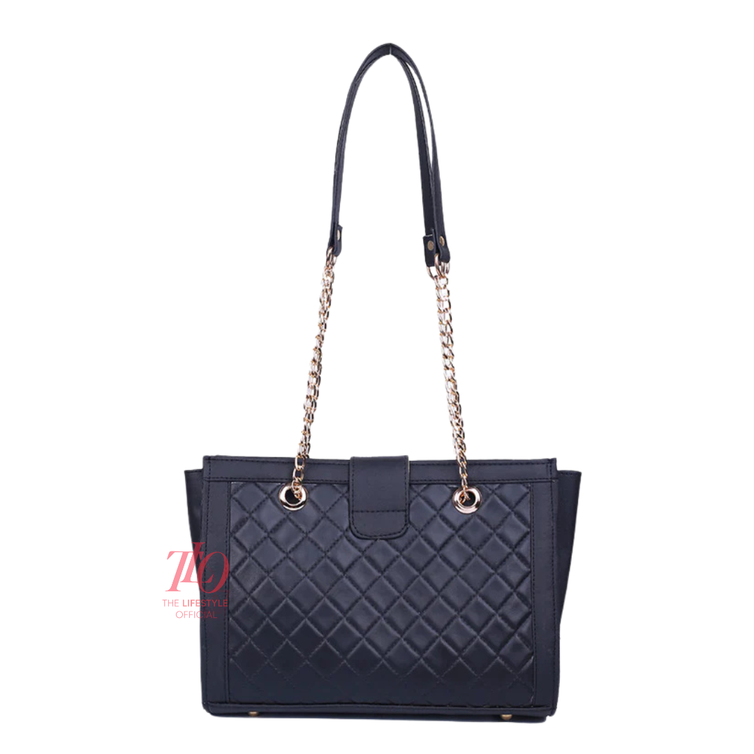 Regal Black Chain Tote Bag