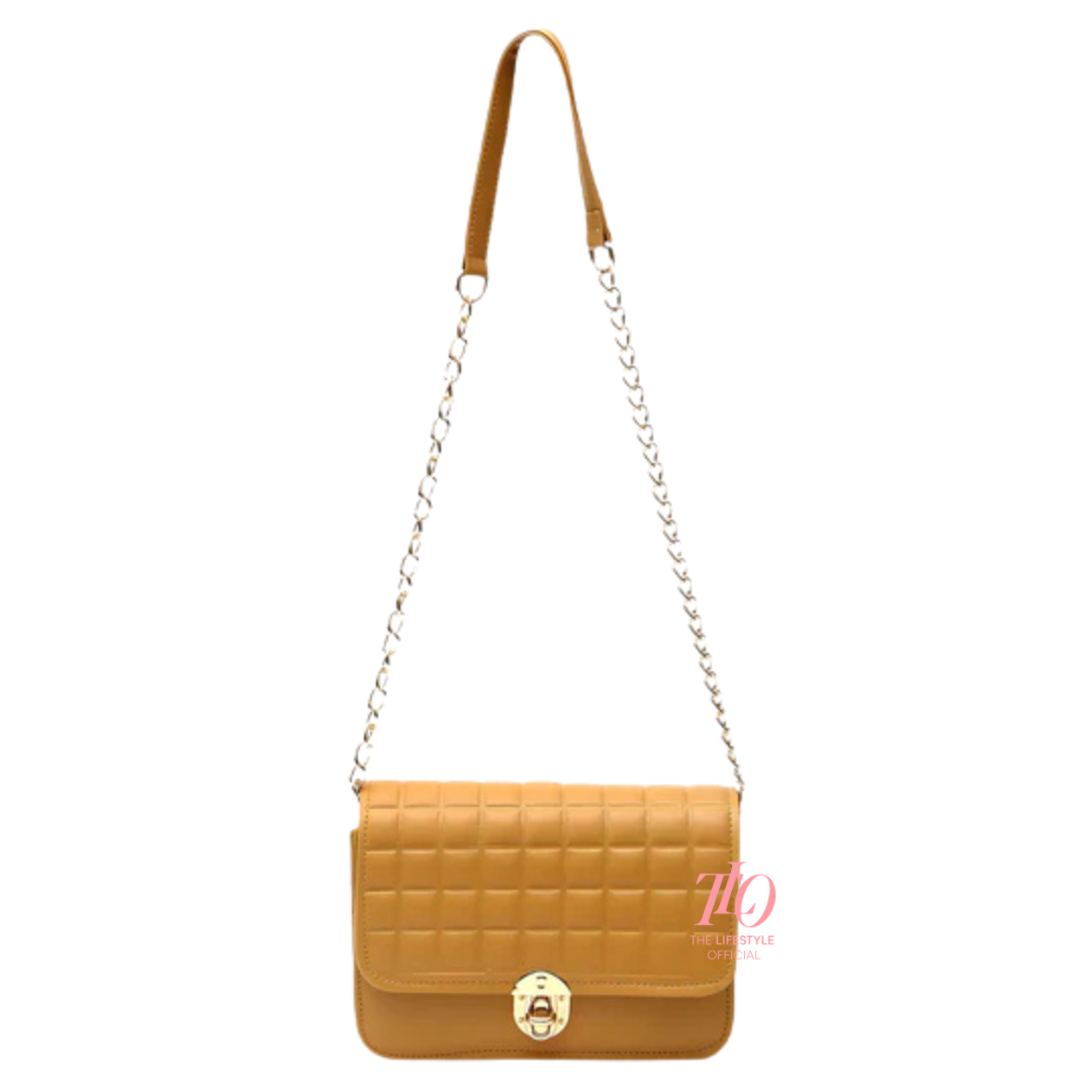 Modern Grid Mustard Purse