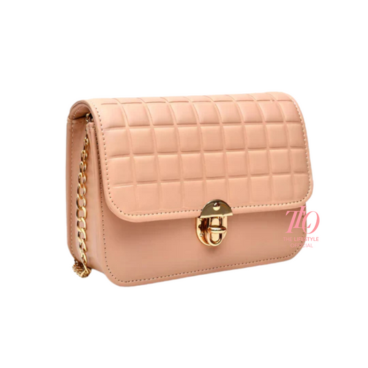 Modern Grid Peach Purse