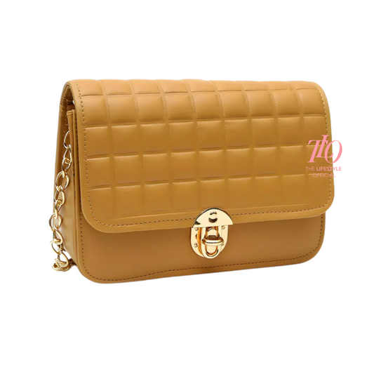 Modern Grid Mustard Purse