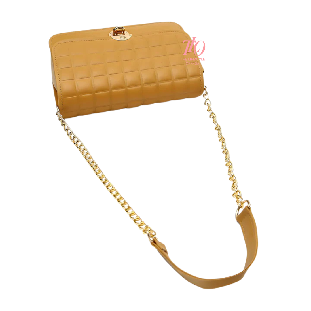 Modern Grid Mustard Purse
