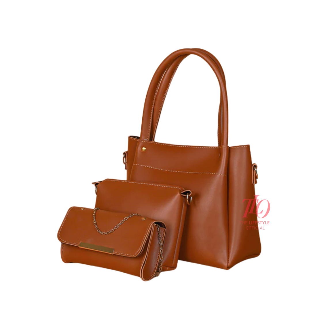 Grace 3-Pcs Brown Handbag