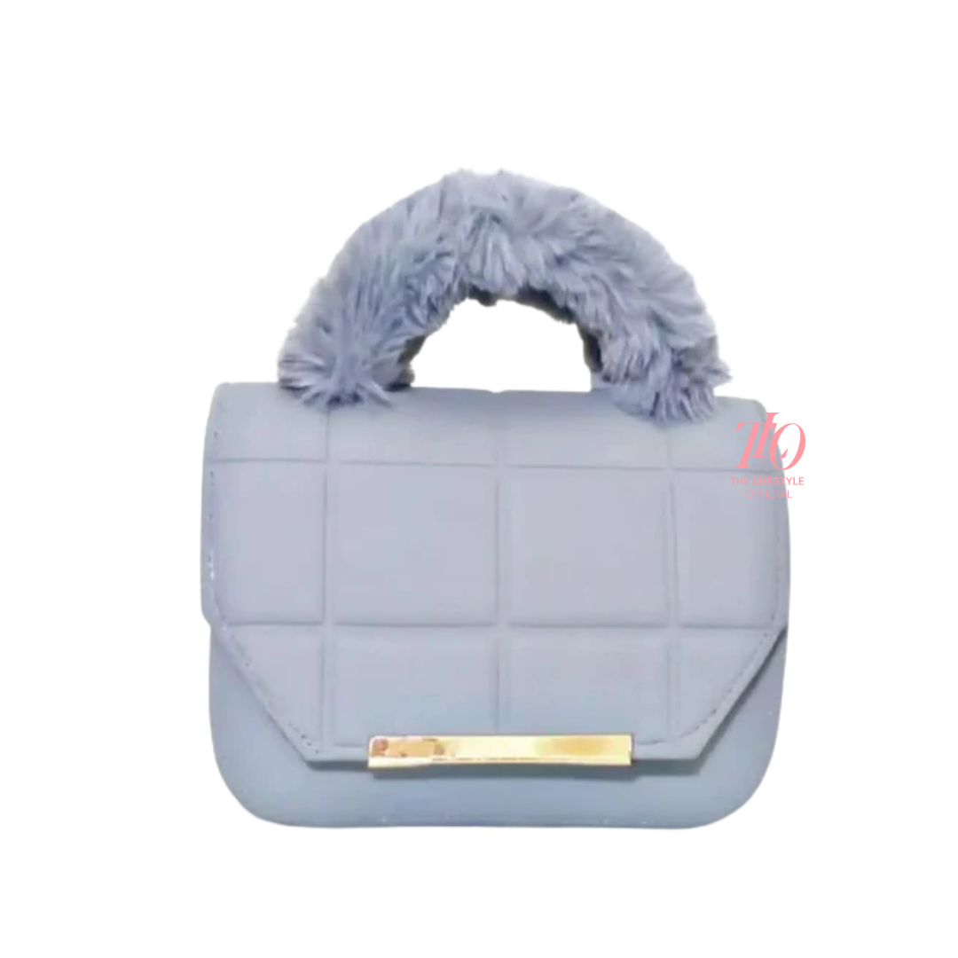 Fur Handle Yellow Crossbody