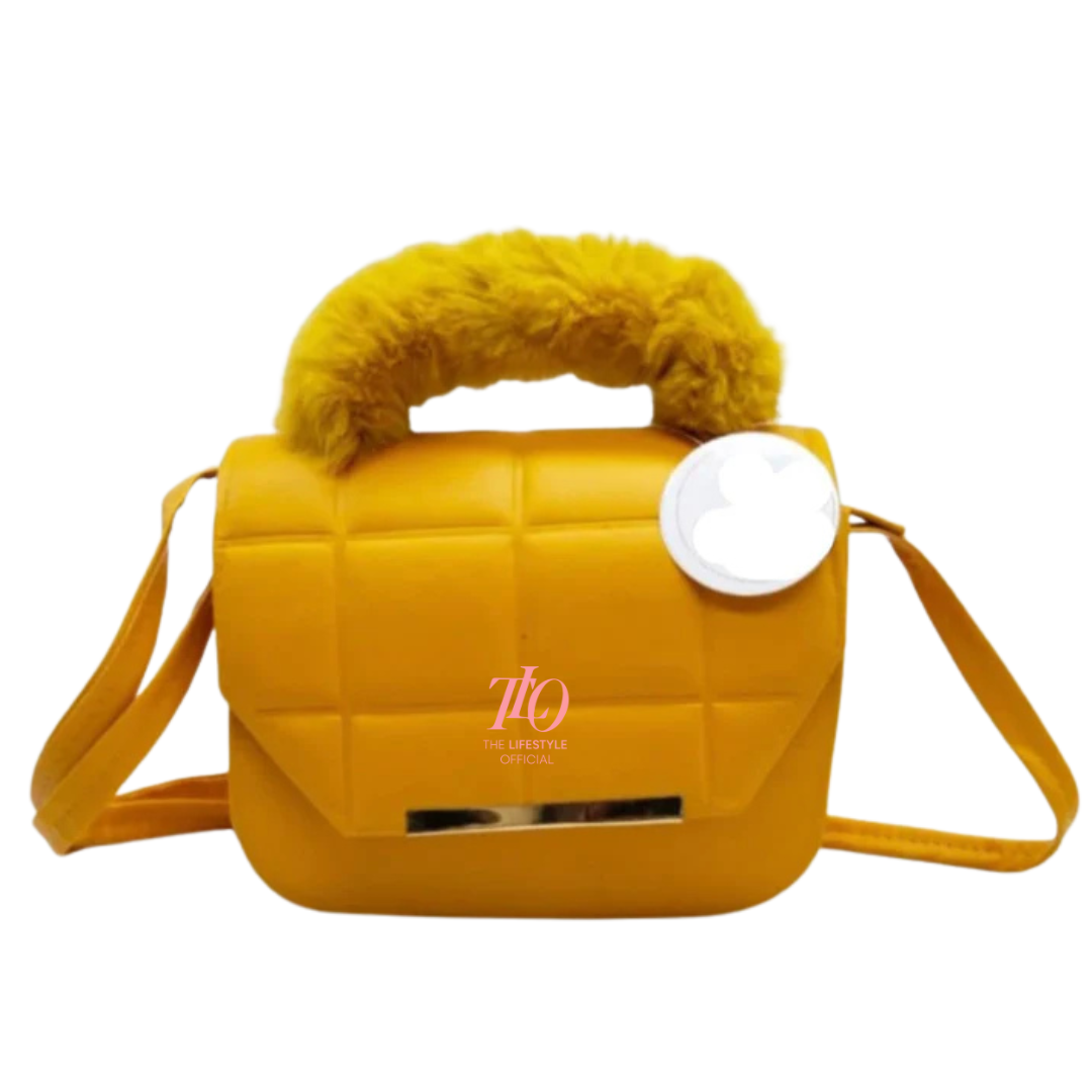 Fur Handle Maroon Crossbody