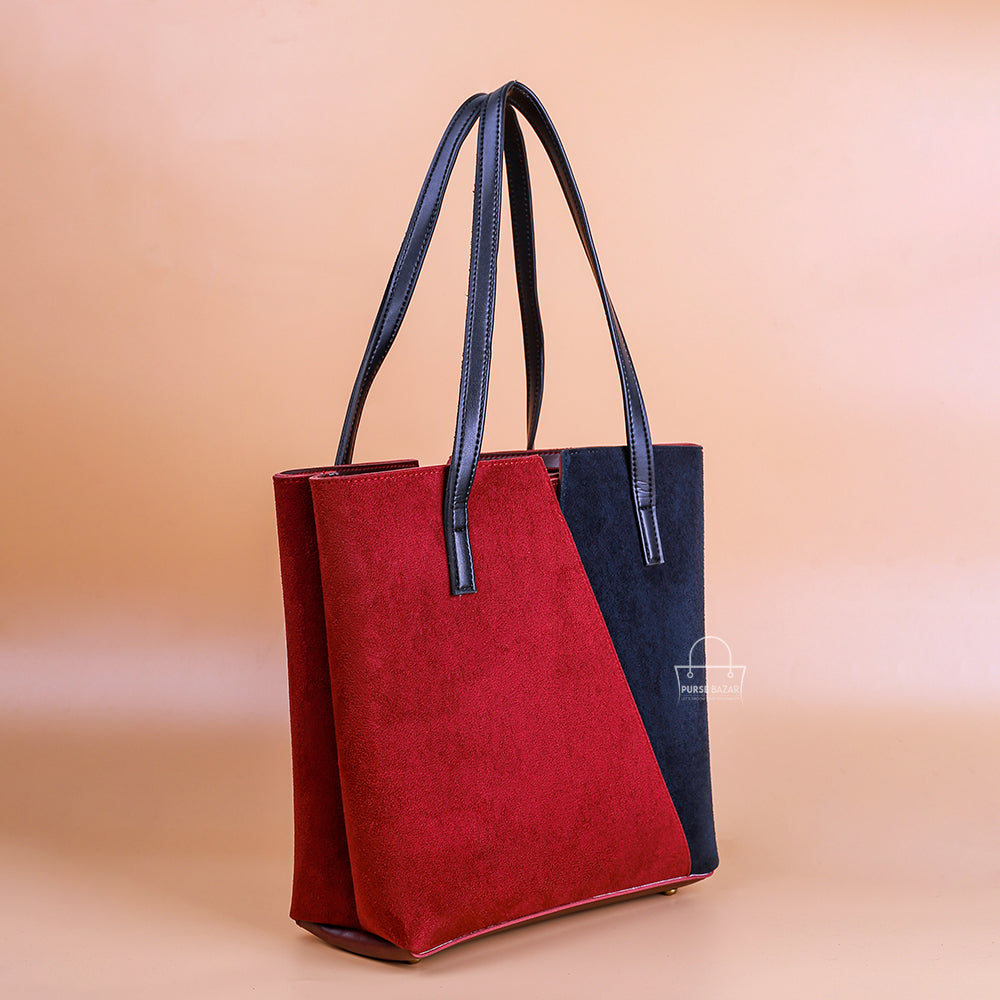 Trono Black and Maroon Tote Bag