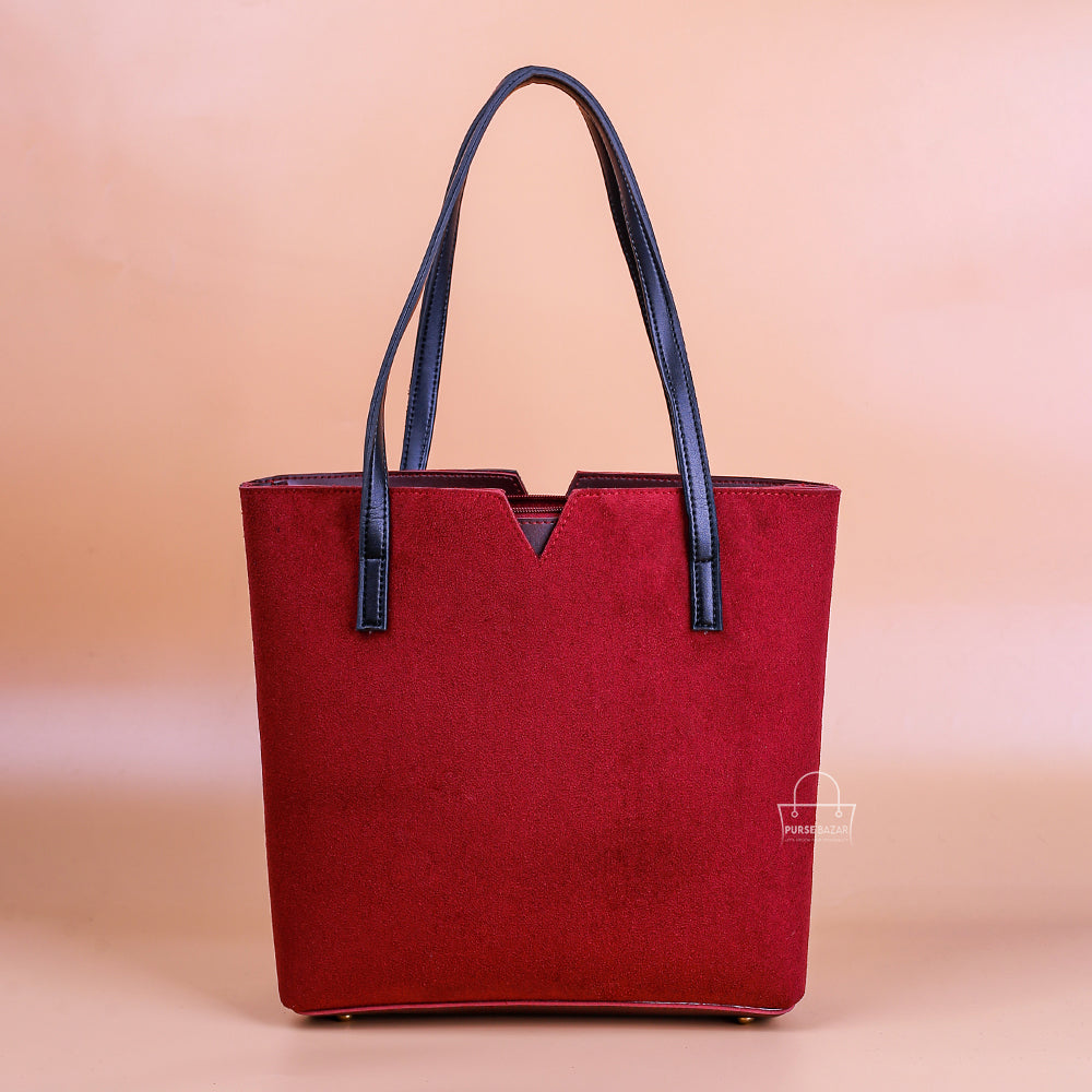 Trono Black and Maroon Tote Bag