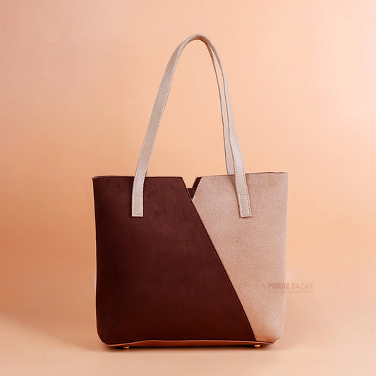 Trono Maroon and Skin Tote Bag