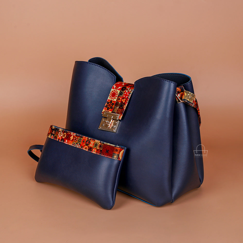 Classy 2 Pcs Blue Shoulder Bag