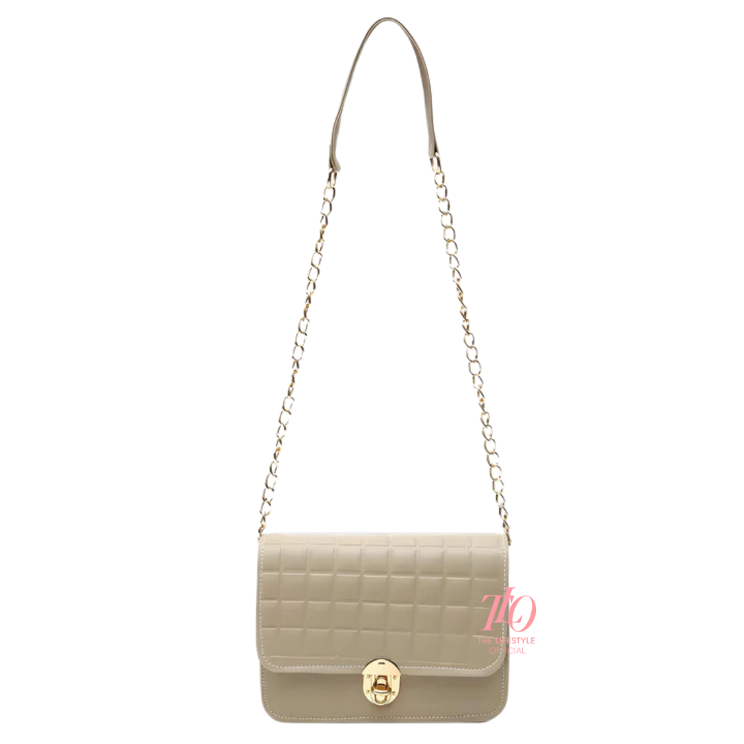 Modern Grid Beige Purse