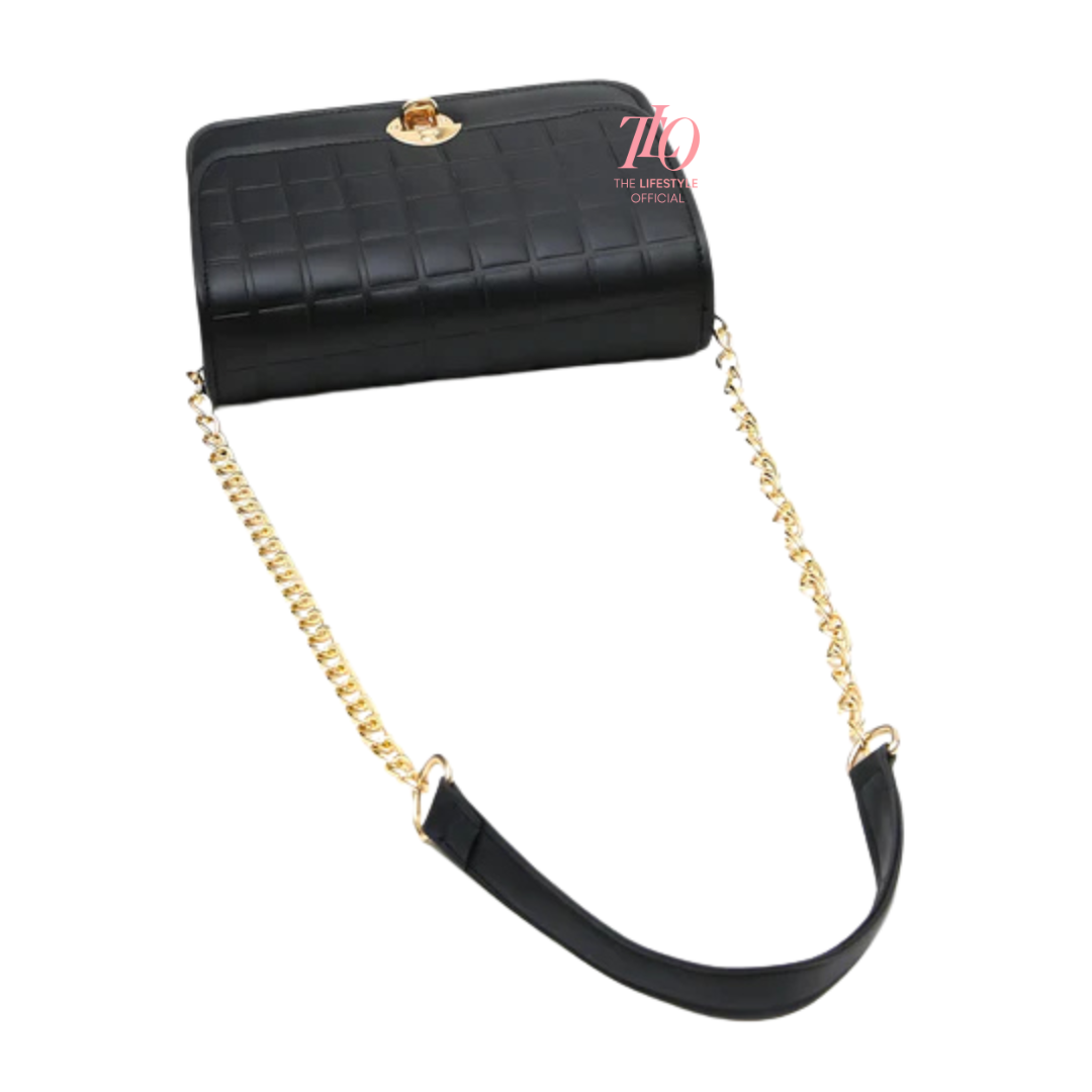 Modern Grid Black Purse