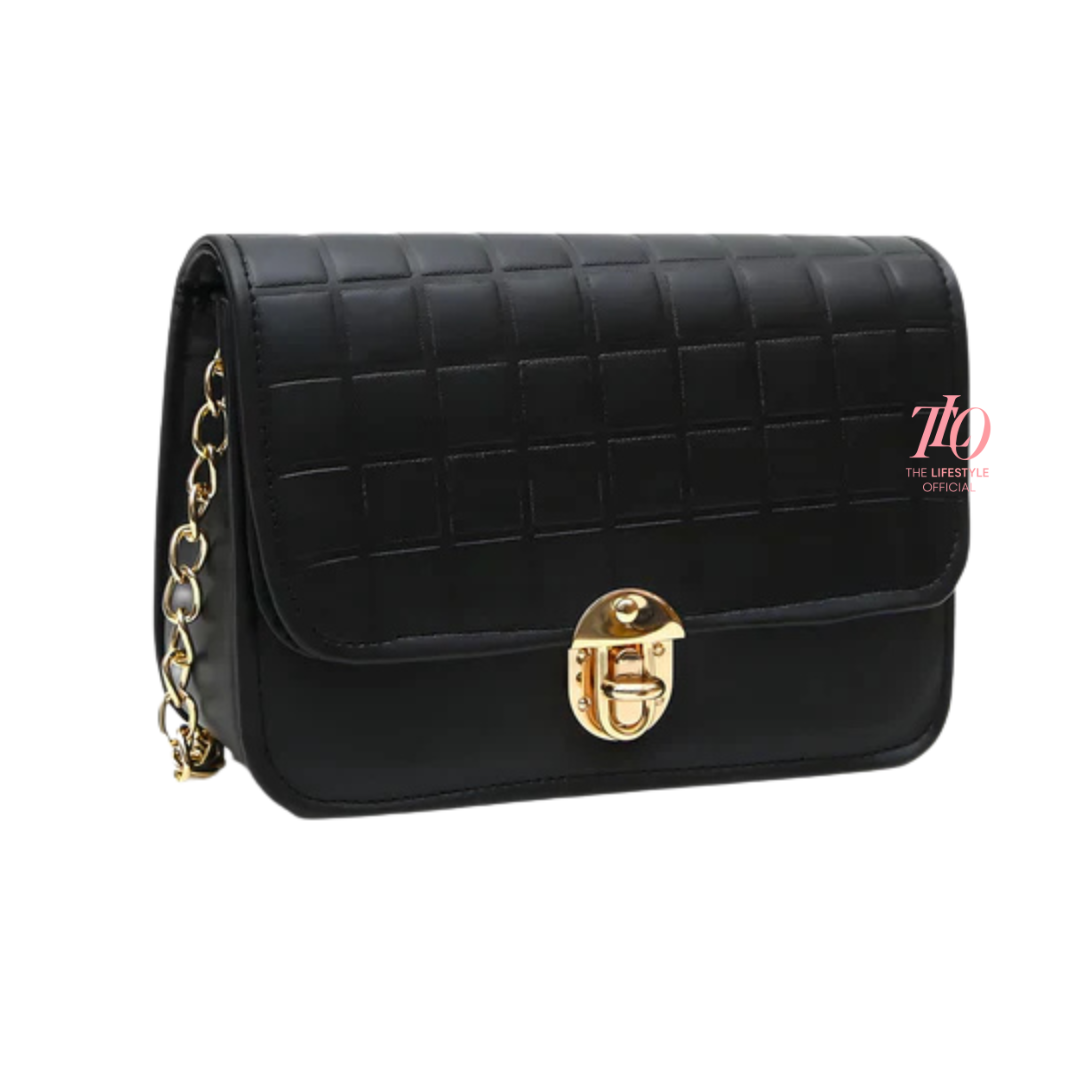 Modern Grid Black Purse