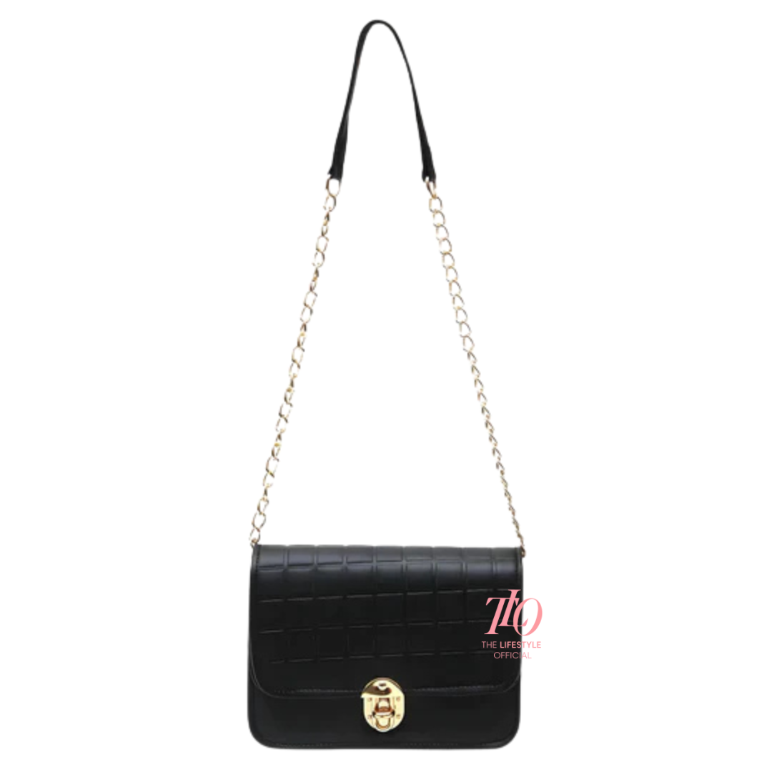 Modern Grid Black Purse