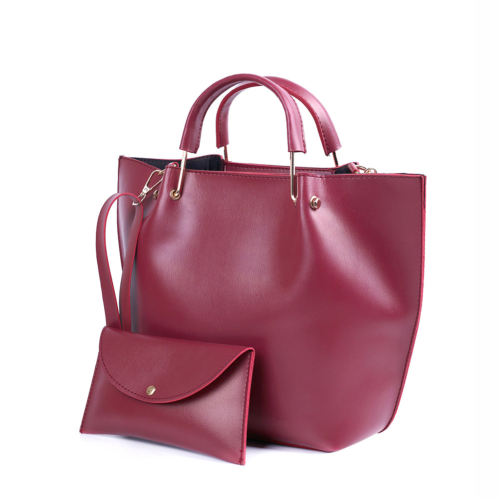 Bossy Maroon 2 Pcs Handbag